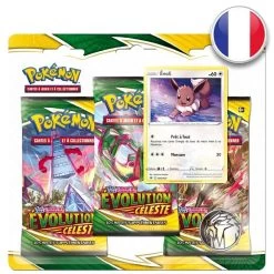 Evolution Céleste – Pack 3 Boosters Evoli -Jeux De Société PKM EB07 Evolution Celeste Tripack Evoli